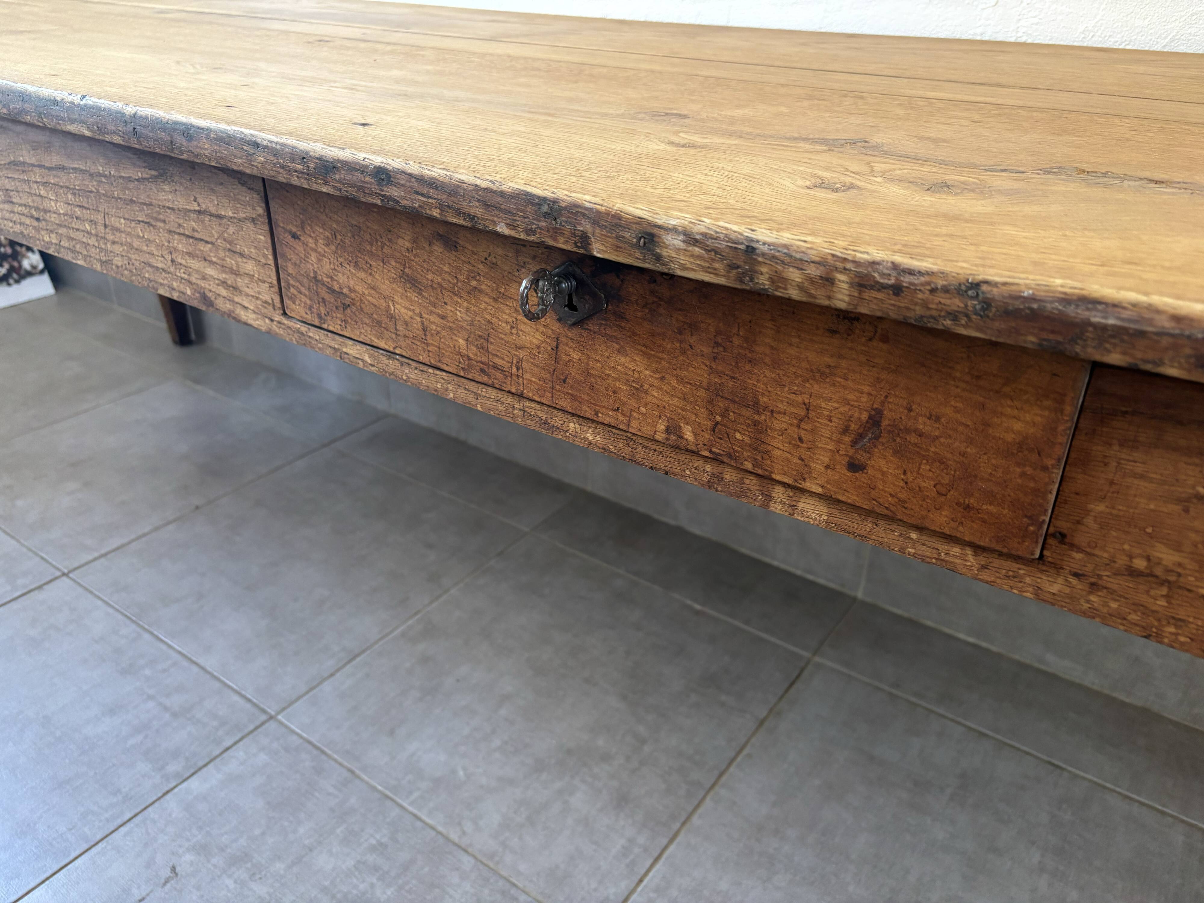 Authentic vintage farmhouse table from the 1950s in solid oak.