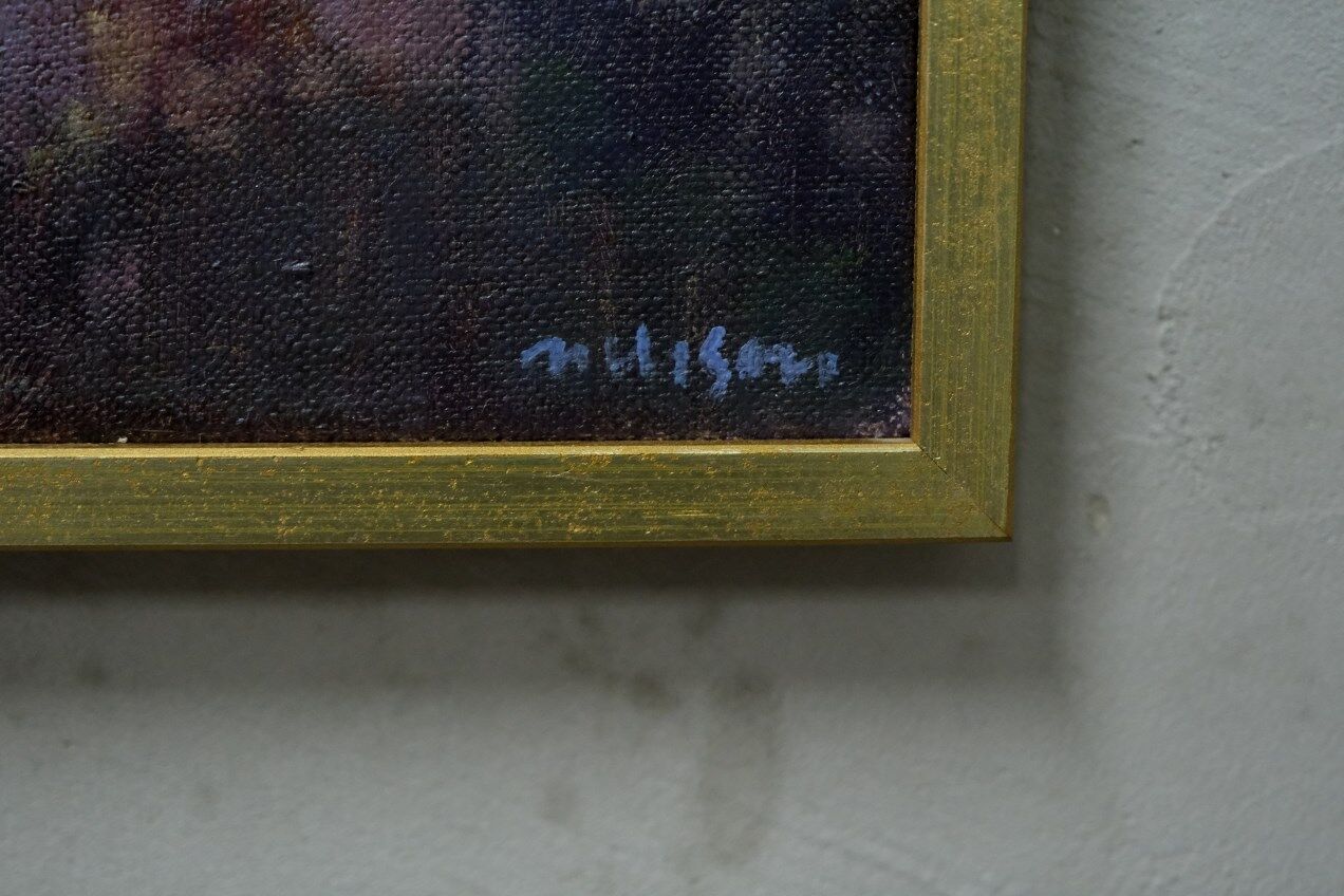 Swedish artist, scandinavian modern city landscape, 1970s, oil on canvas, signed,  framed