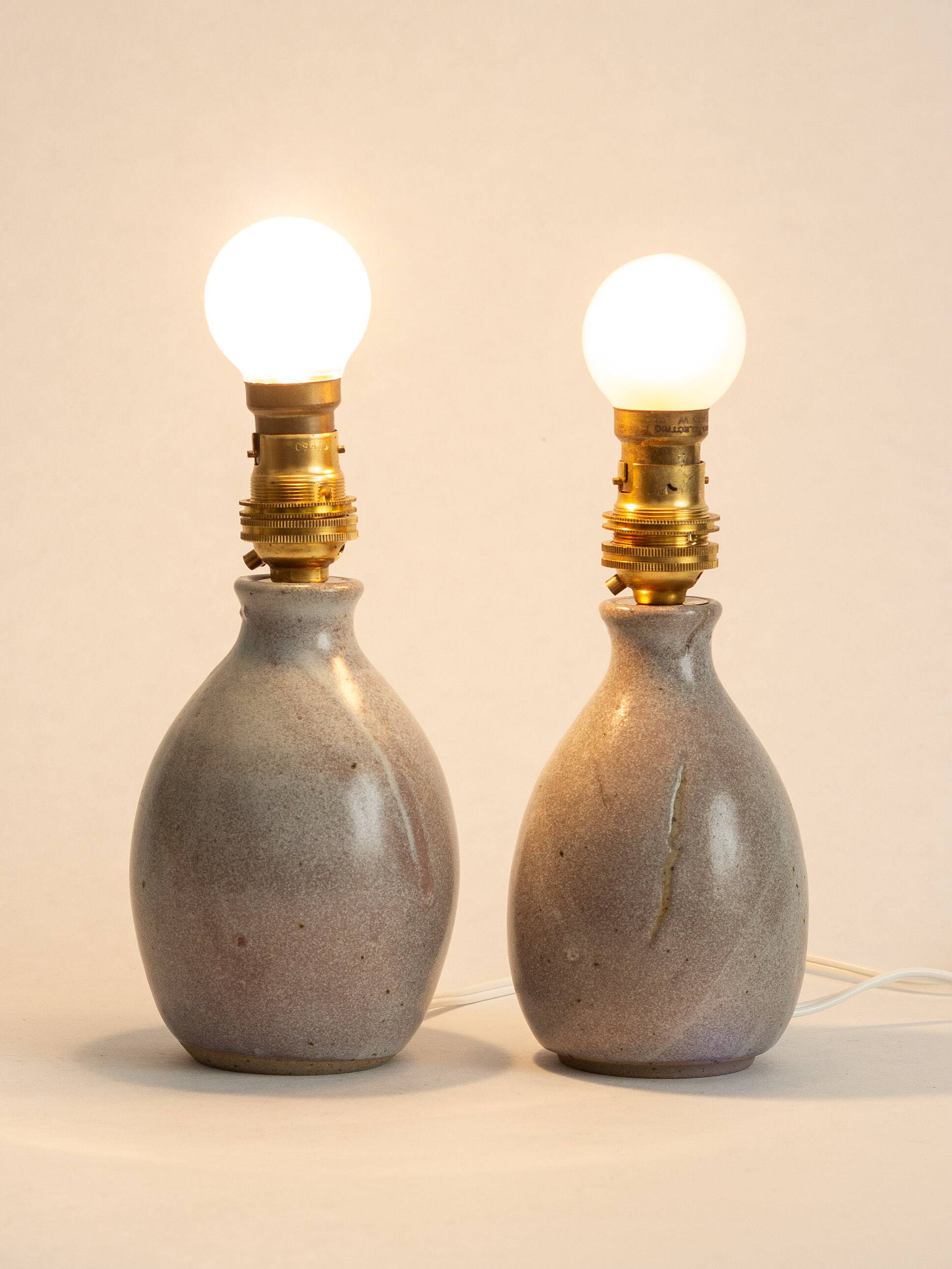 Set of two small glazed stoneware lamp bases – 1960s