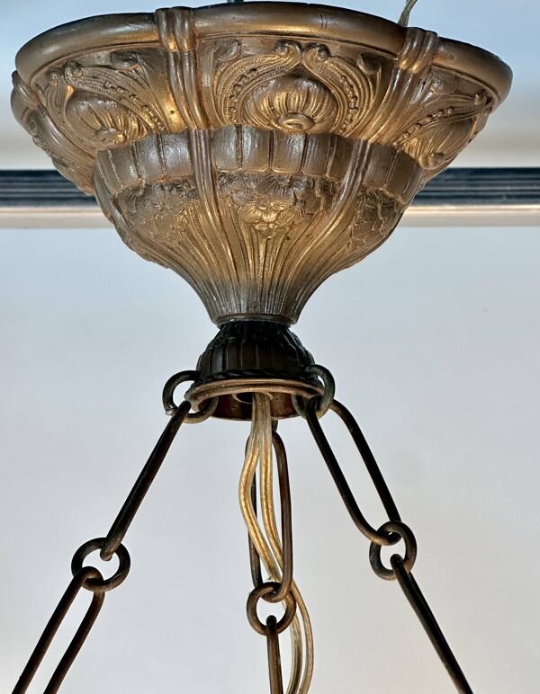 Lustre Art déco 4 feux 1930