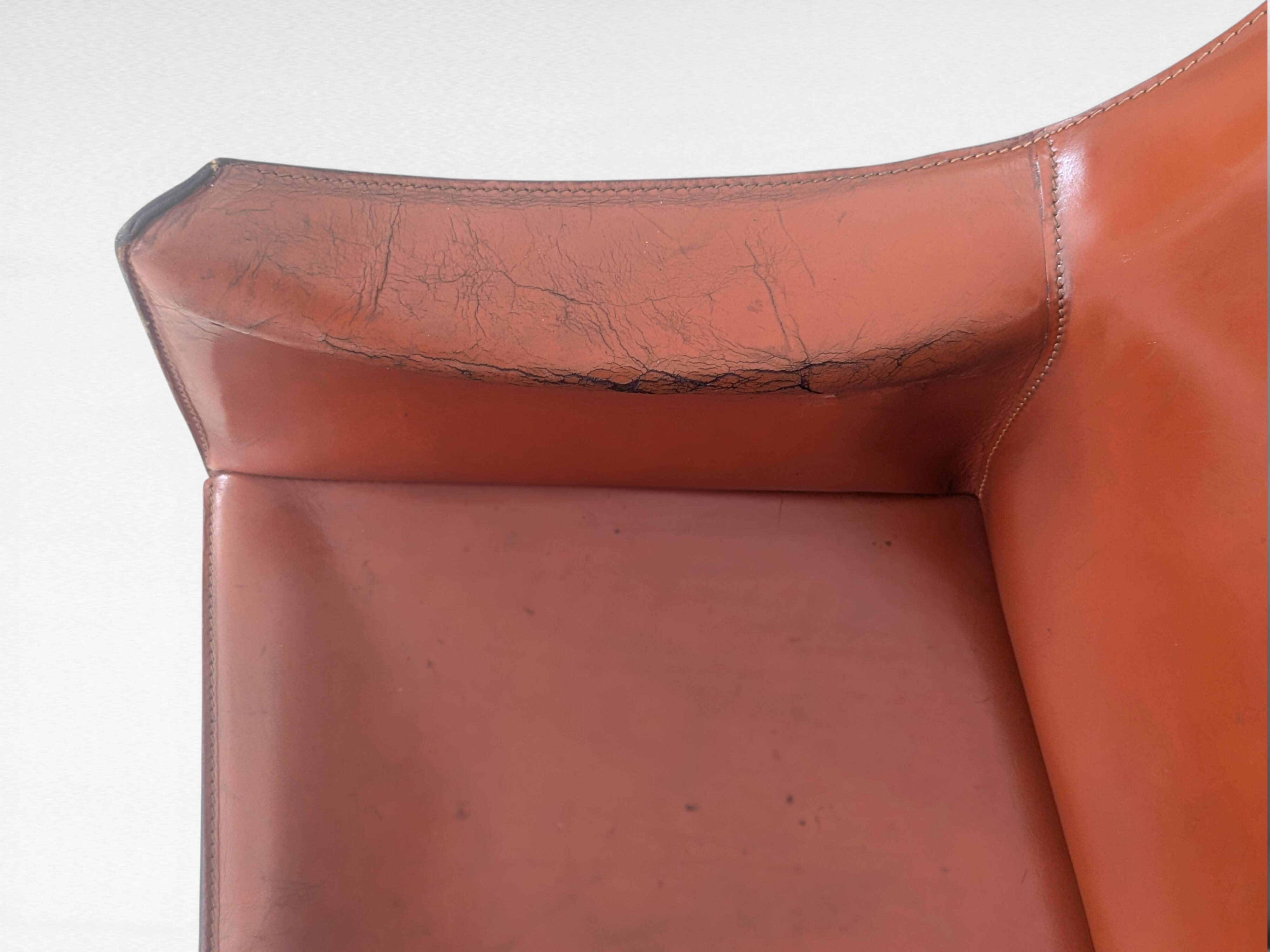 CAB 413 Chair in Cognac Leather by Mario Bellini for Cassina, Italy, 1970s