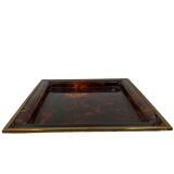 Hollywood regency brass and tortoiseshell lucite tray, Italy 1970s