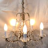 Chandelier with 5 lights in bronze and crystal