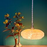 Vintage art deco pendant light with a yellow and white Clichy glass lampshade