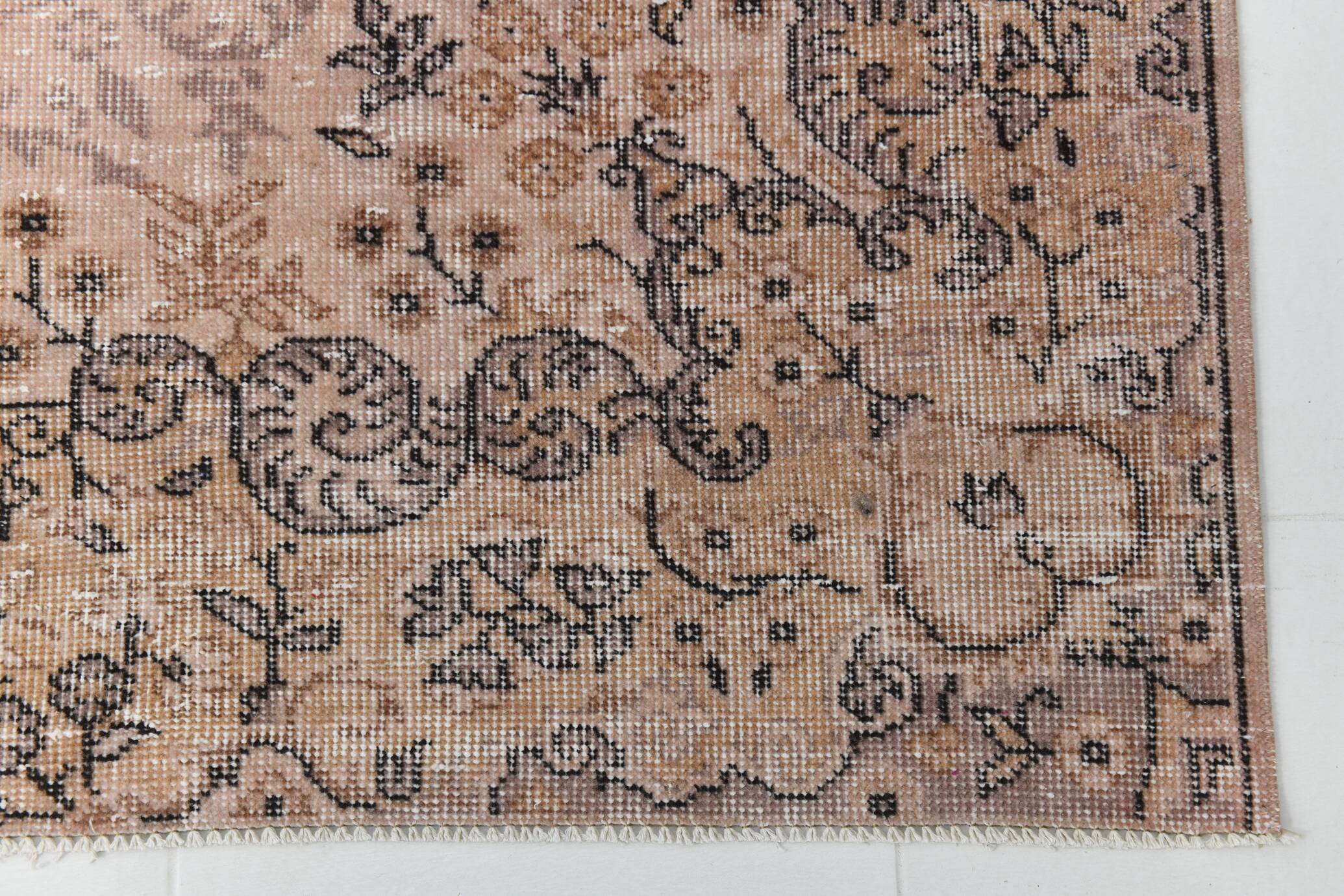 Pink Rug  266x173 cm Pastel Pink Vintage Carpet , Hand Made Wool Carpet.