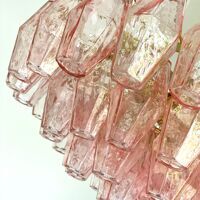 Pink “poliedri” murano glass chandelier