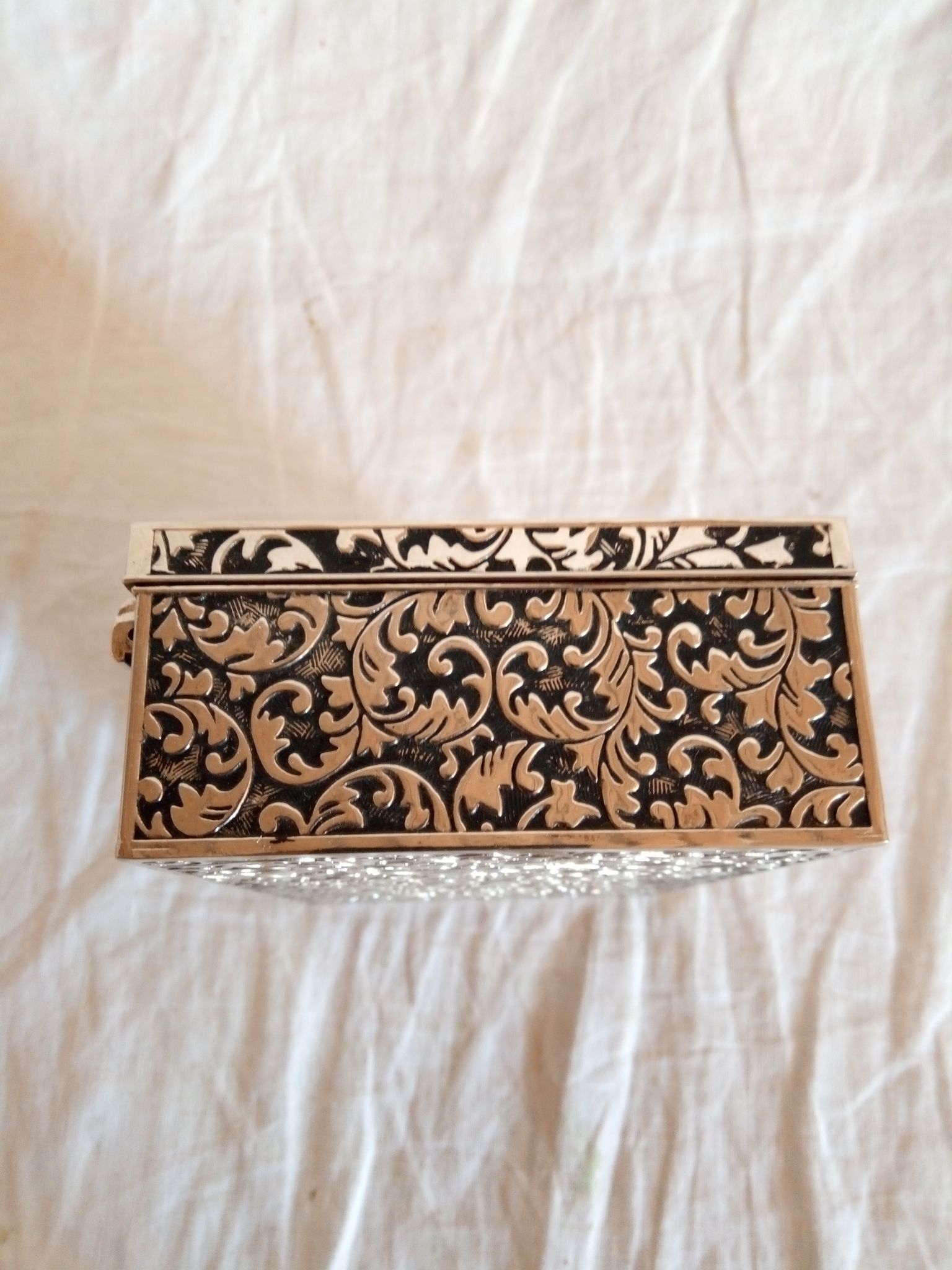 Silver metal jewelry box from the 50s