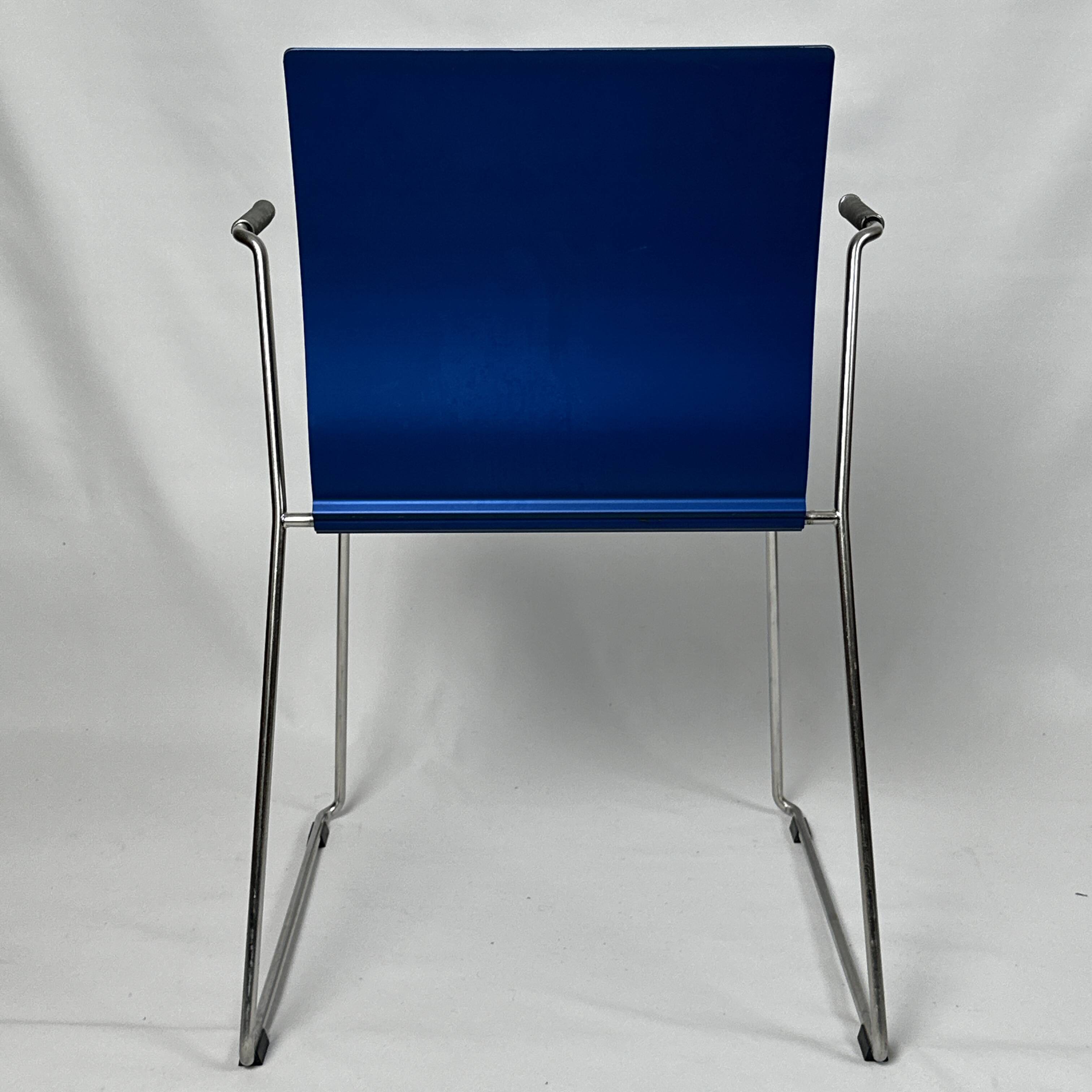 Chaise Blå Station en aluminium bleu et inox, Suède, 2004