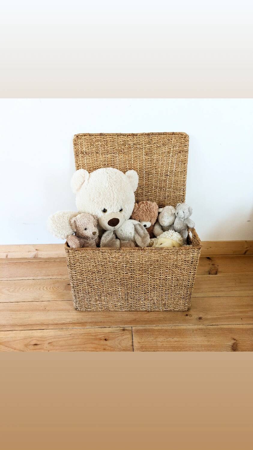 Vintage woven wicker trunk