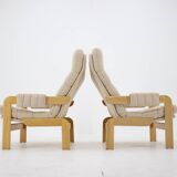 1970s Pair of Beech High Back Armchairs, Czechoslovakia