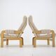 1970s Pair of Beech High Back Armchairs, Czechoslovakia