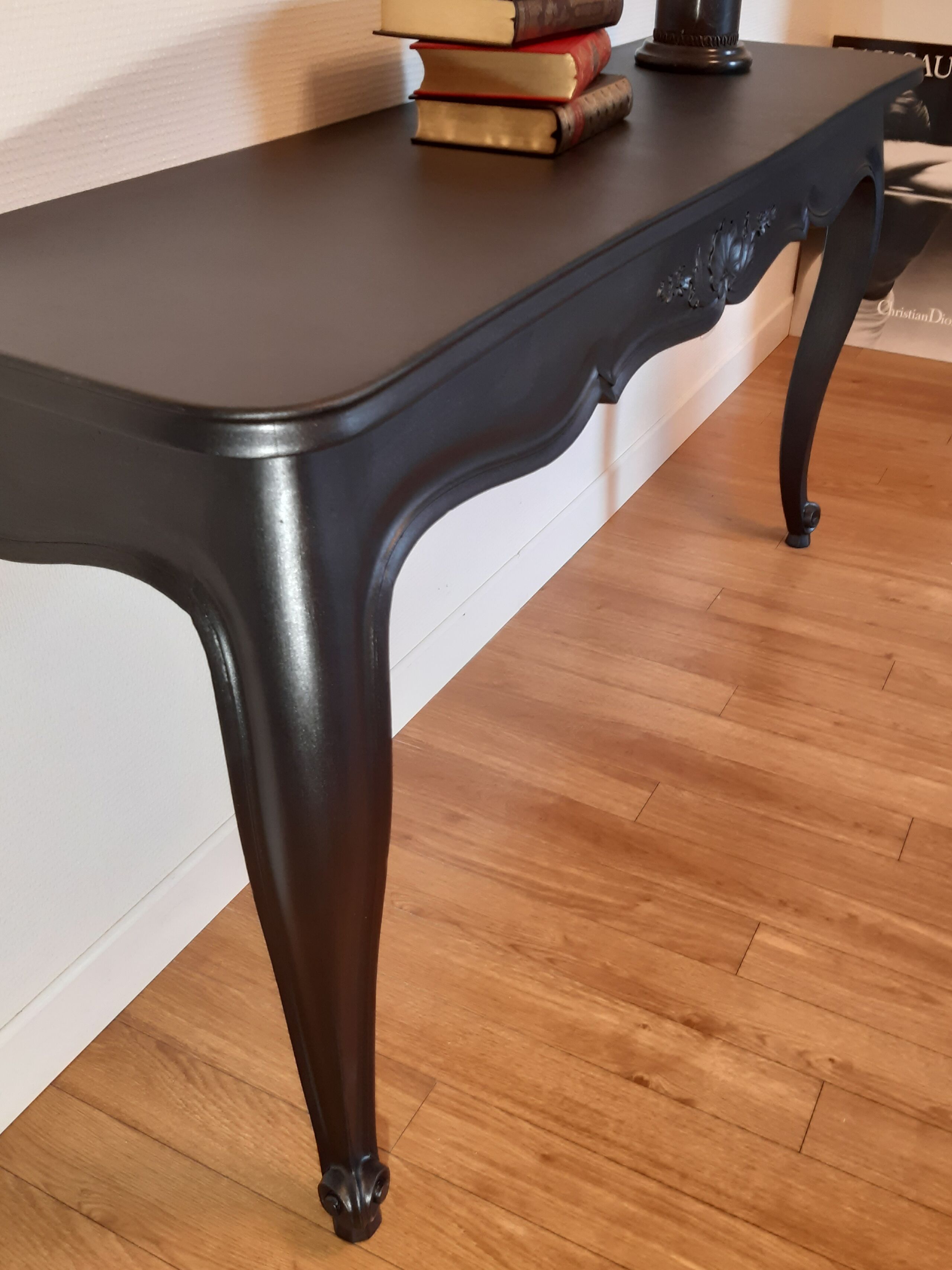 Louis XV-style black wall console