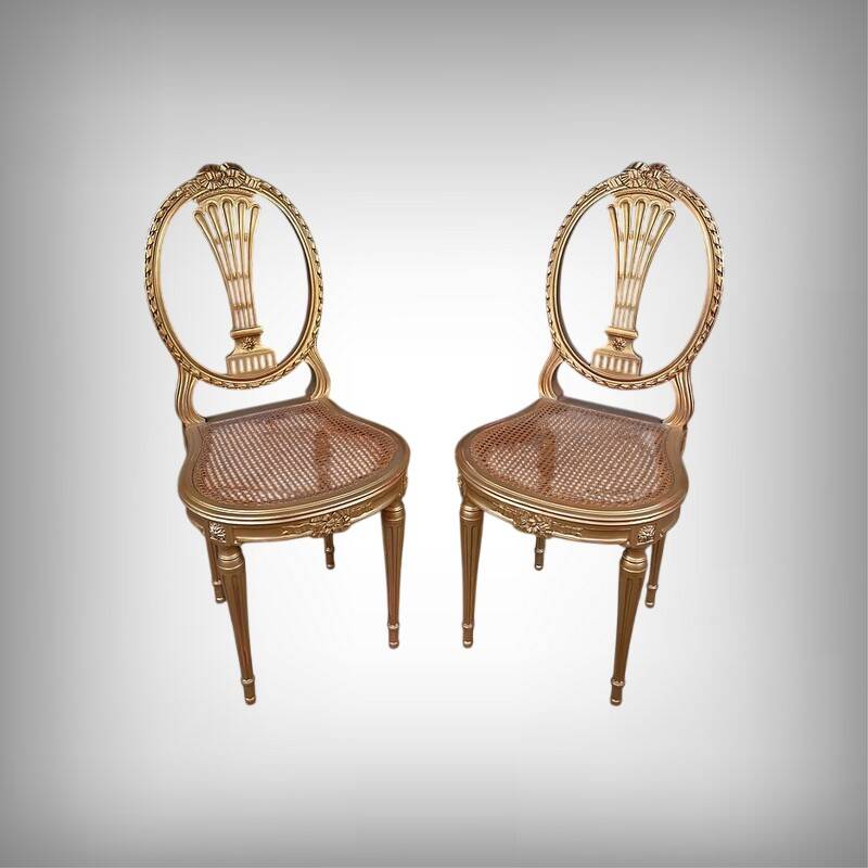 Paire de Chaises en Bois Doré, style Louis XVI – Début XXe