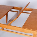 Restored Midcentury Oak Extendable Dining Table, Revived Polish, Czechia, 1950s