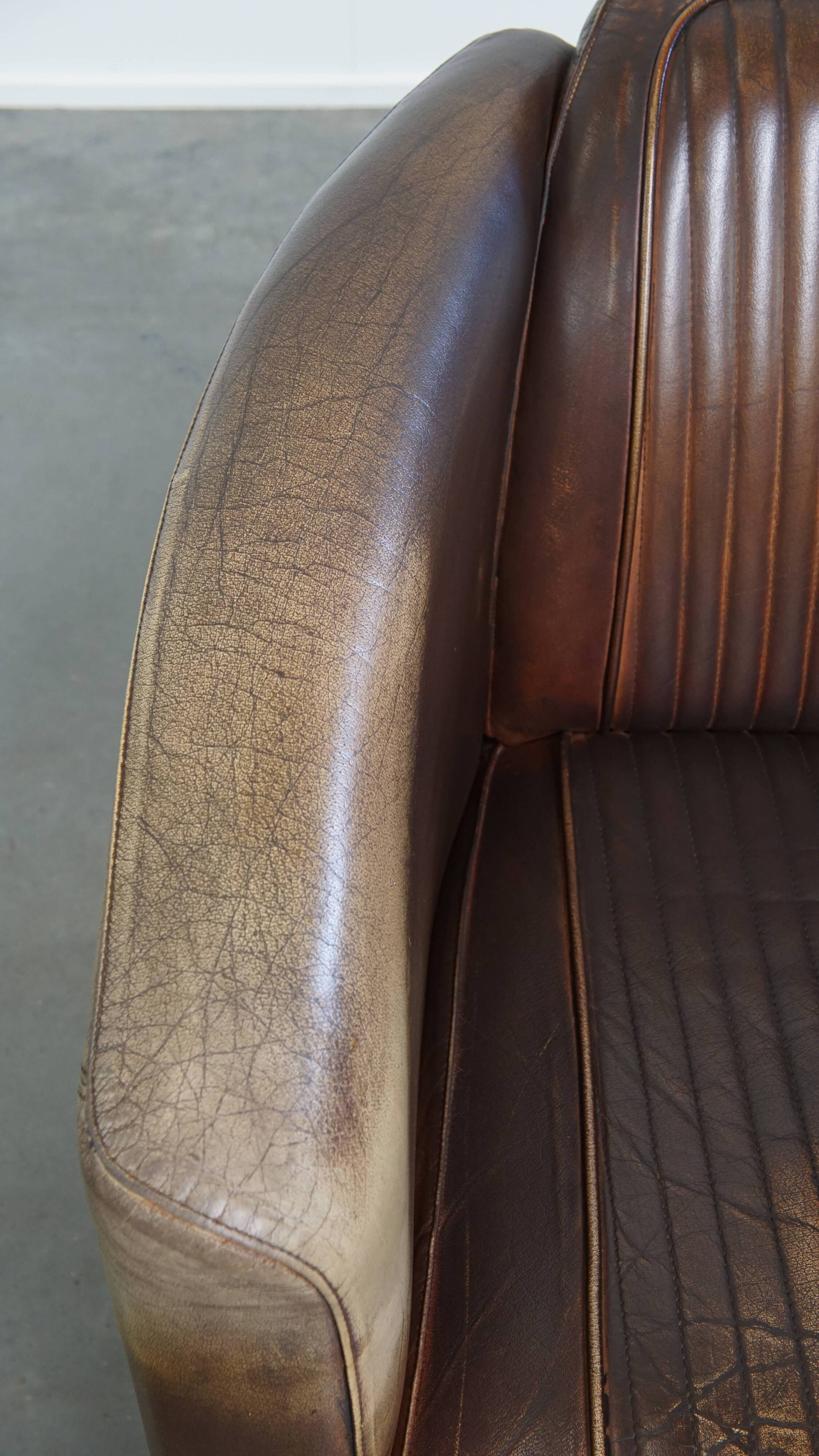 Cowhide Leather Chesterfield Aviator Armchair