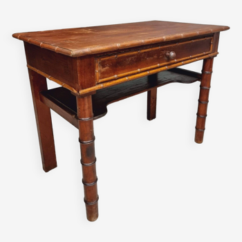 Ancienne table bureau meuble vasque bambou 58 x 102 cm