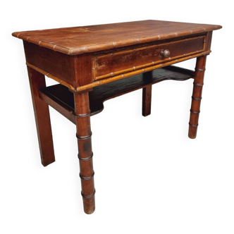 Ancienne table bureau meuble vasque bambou 58 x 102 cm