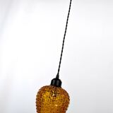 Suspension vintage en verre ciselé ocre