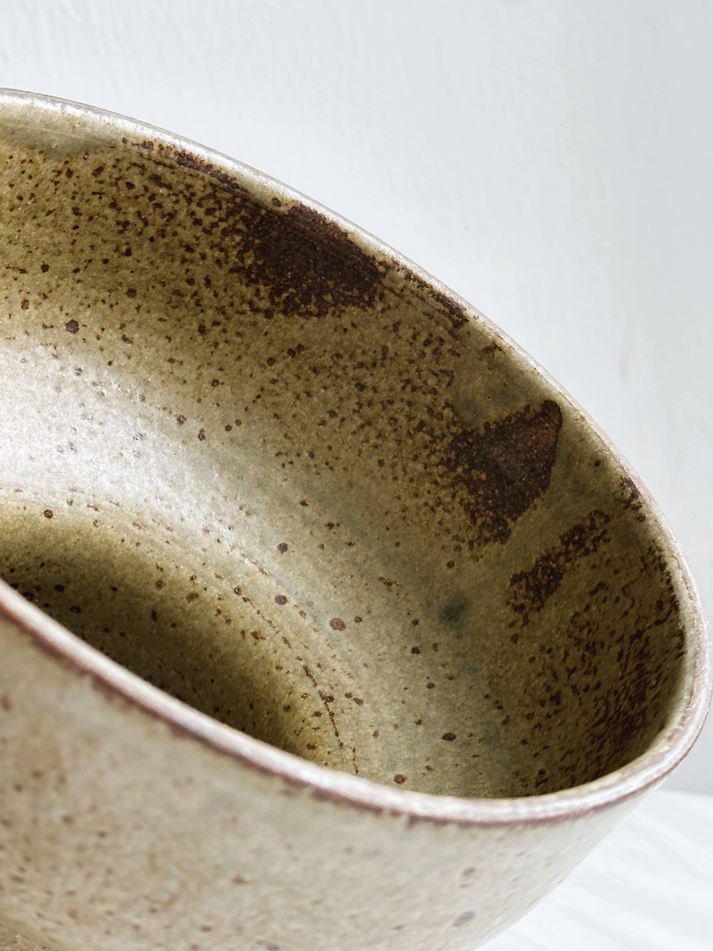 Vintage stoneware bowl, designer fruit basket