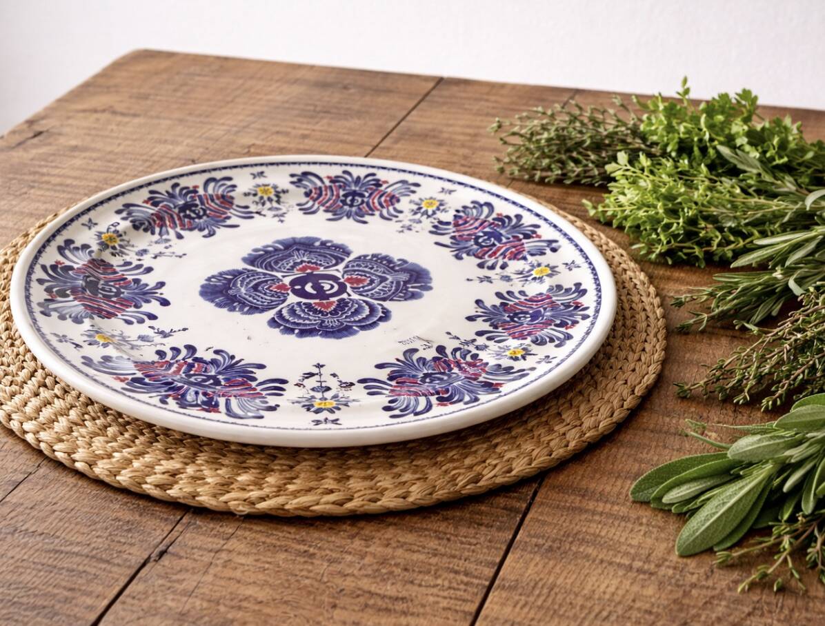 Round plate Les Frères Trois Gros Sarreguemines