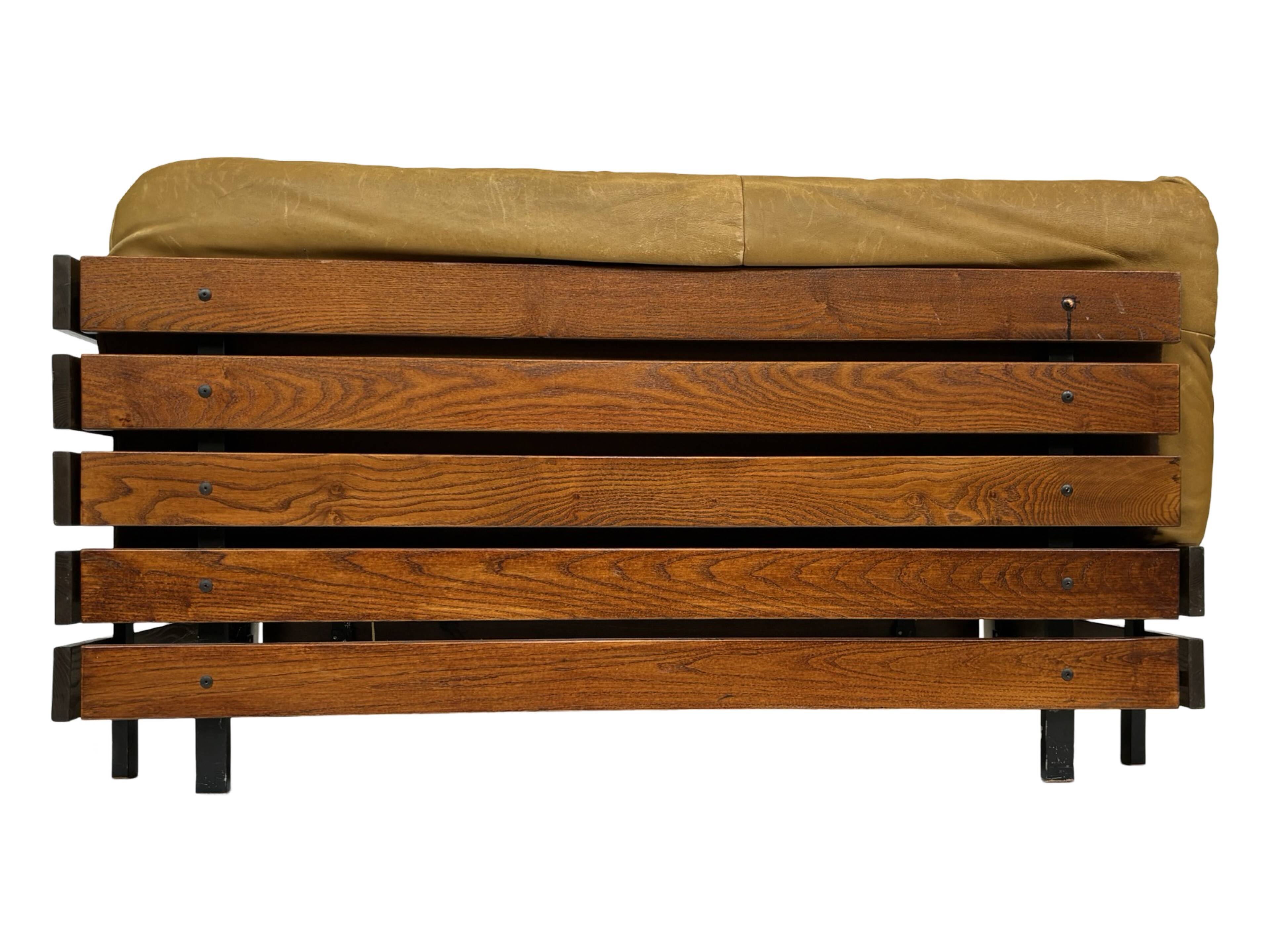 Mid-Century living room sofa in cognac , small model design