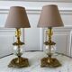 Pair of table lamps in bronze and glass early twentieth century