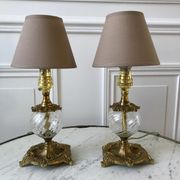 Pair of table lamps in bronze and glass early twentieth century