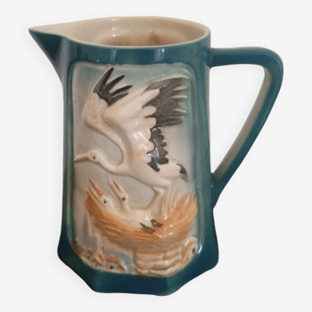 St. Clement's earthenware pitcher decoration storks