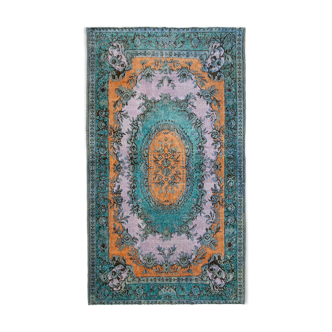 Handmade contemporary oriental 1970s 172 cm x 295 cm blue rug