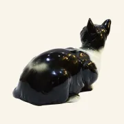 Black and white ceramic cat from Manises, 1960s