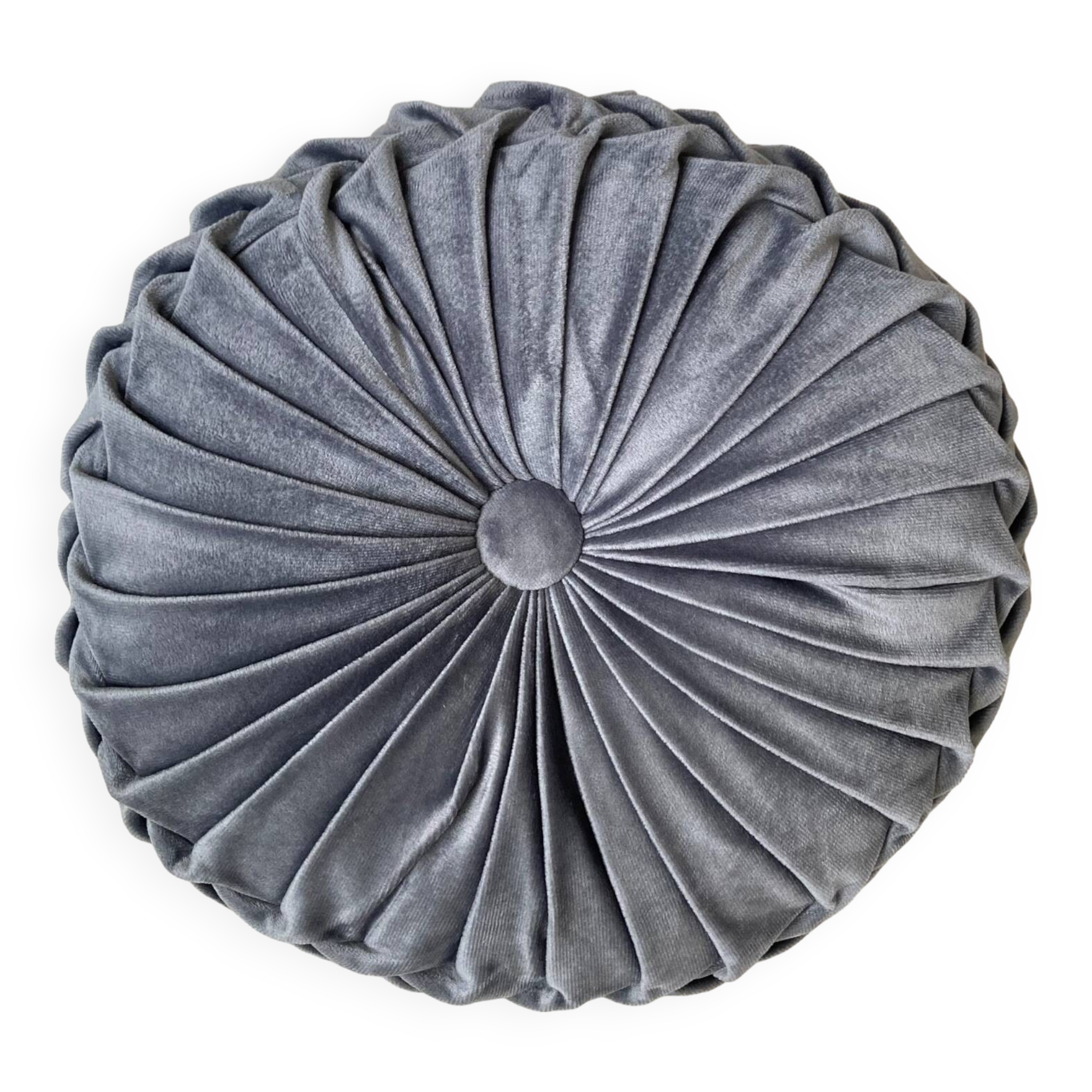 Round pleated suede velvet cushion