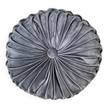 Round pleated suede velvet cushion