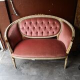 Salon complet Louis XVI avec dorure et assise tissus