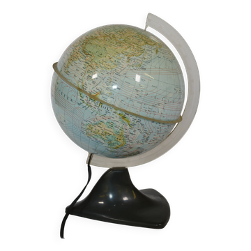 Globe illuminé de l'ère spatiale par Marco Polo pour Südwest Verlag, années 1970.