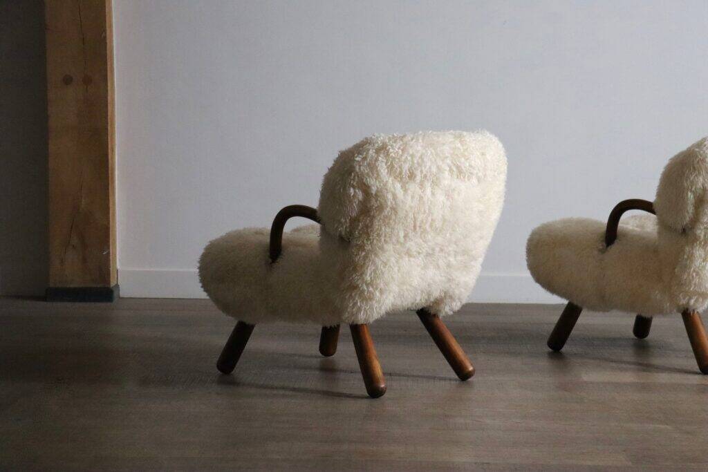 Pair of early edition Clam Chairs by Arnold Madsen for Madsen & Schubell, Denmark 1944