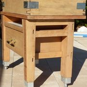 Butcher's log cabinet with two drawers and location for kitchen utensils