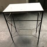 Console en fer avec plateau en marbre, années 1980