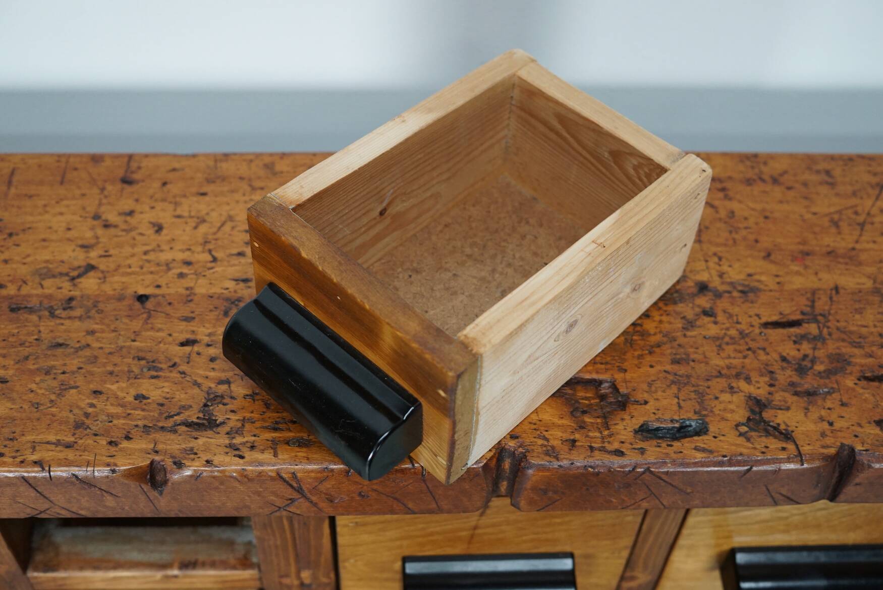 Dutch industrial apothecary cabinet in beech/pine, circa 1950s