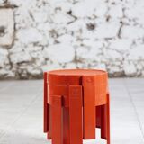 3 nesting tables in orange plastic by Prisunic, 1970.