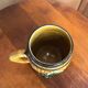 Old pitcher service & 5 ceramic mugs vintage yellow green grape vine decor