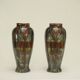 Pair of barbotine vases from the early 20th century stamped BELGIUM 158