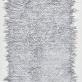Wool gray turkish runner rug 262x96cm