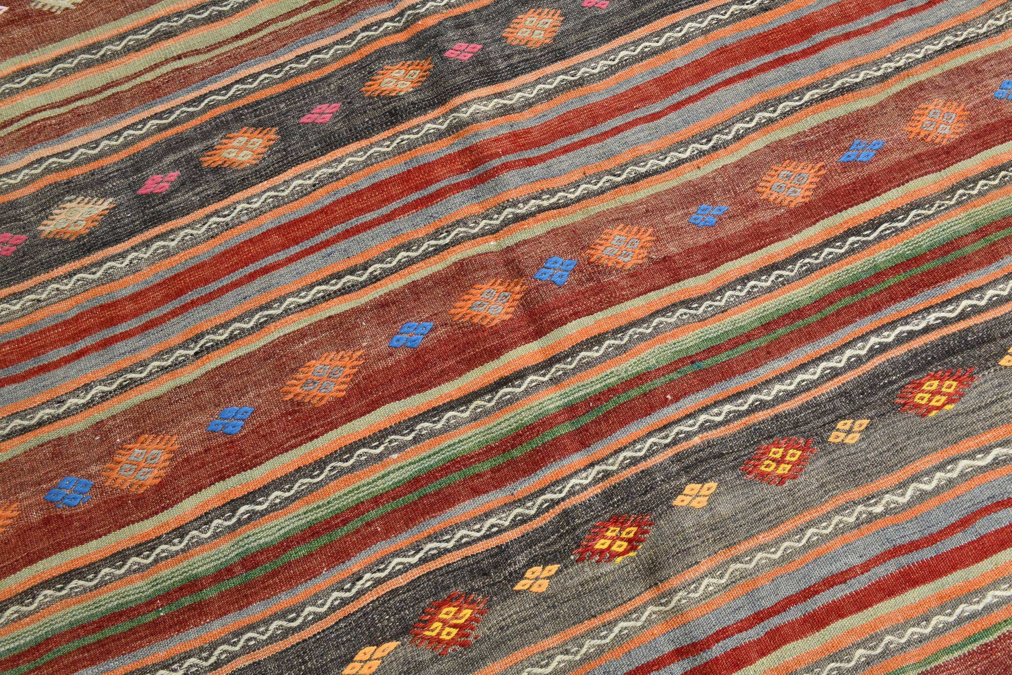 Brick Red Color Kilim Rug, 184x334Cm Living Room Rug,