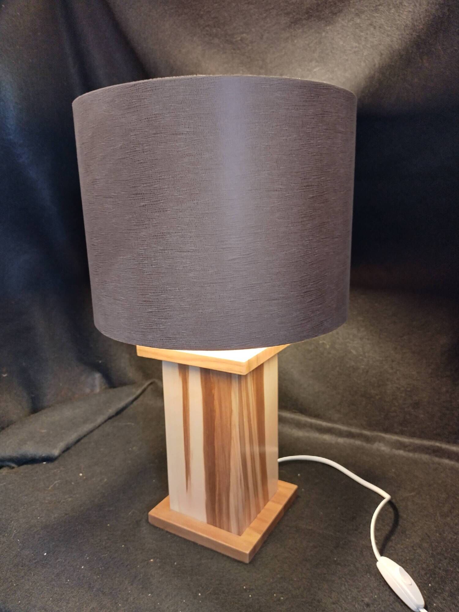 Handcrafted lamp in a contemporary style.