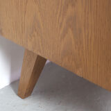 Vintage German Oak Buffet With Showcase, 1960's