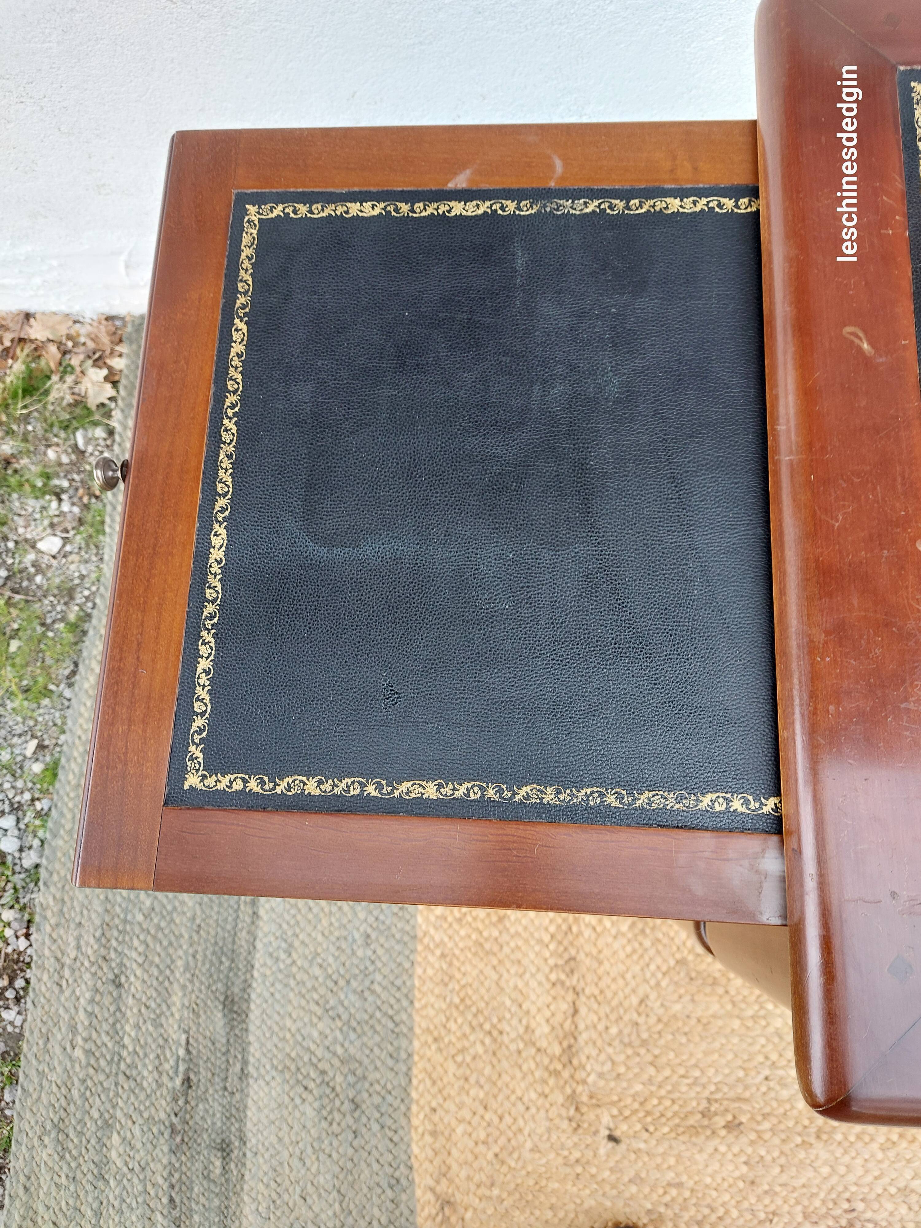 Black leather desk with extensions