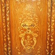 Pair of three-panel screens made of Dutch hardwood and walnut.