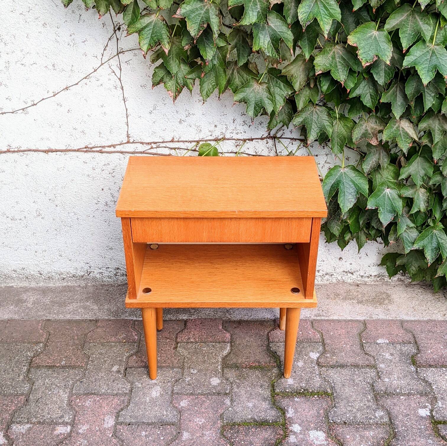 1960s spindle foot bedside table