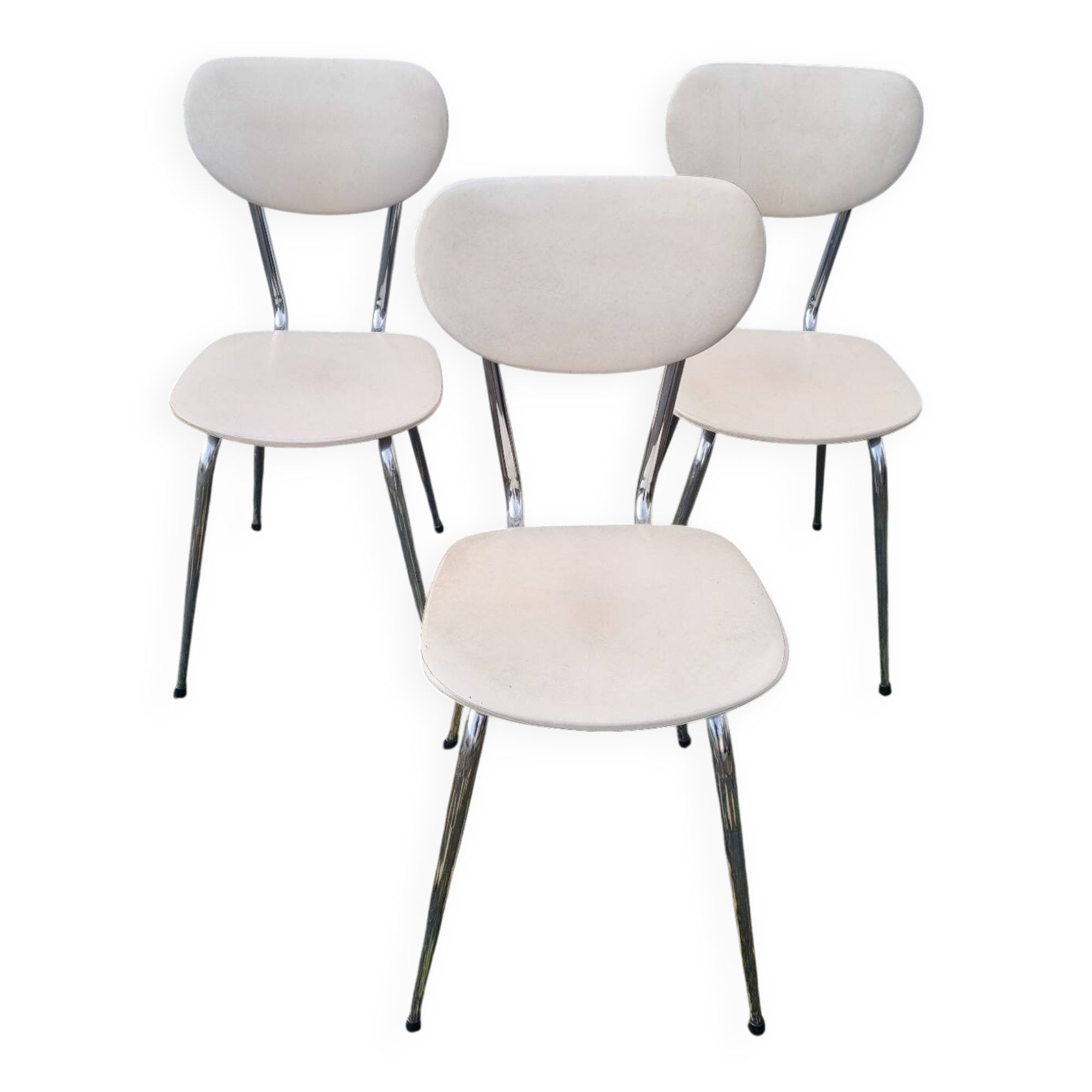 3 white vinyl chairs from 1970