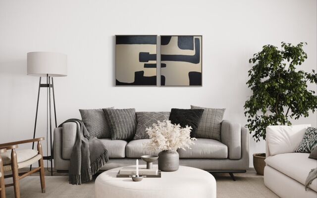 Set of two abstract canvases